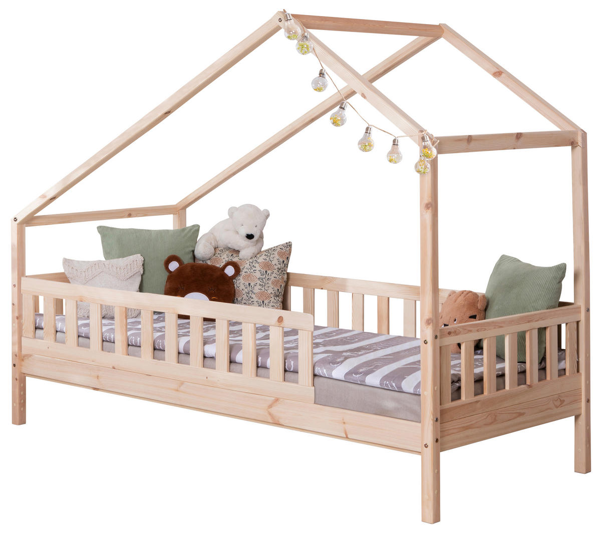 HAUSBETT 120/200 cm,  in Naturfarben, Absturzsicherung, Rollrost  - Naturfarben, MODERN, Holz (120/200cm) - MID.YOU