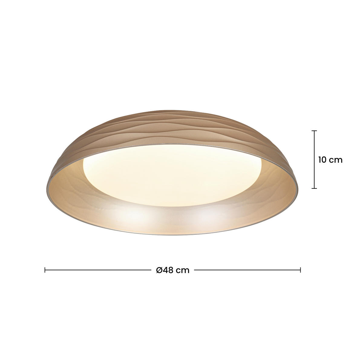 DECKENLEUCHTE 48/10 cm  - Champagner/Weiß, Trend, Kunststoff/Metall (48/10cm) - Collett's Monde