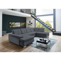 WOHNLANDSCHAFT in Webstoff Anthrazit  - Anthrazit/Schwarz, Design, Textil/Metall (210/337/174cm) - Beldomo Style