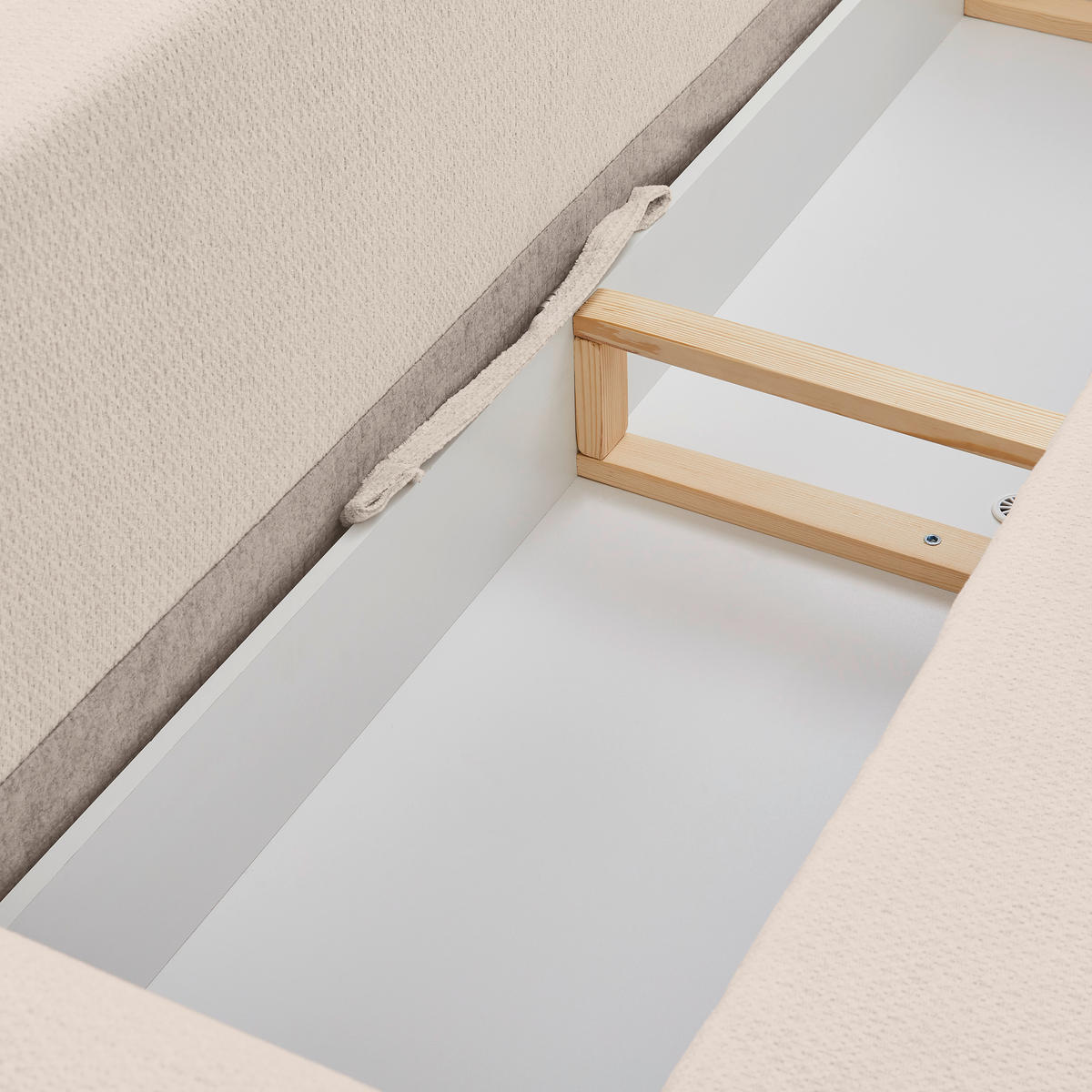 SCHLAFSOFA in Chenille Creme  - Creme/Schwarz, Konventionell, Holz/Textil (245/85/92cm) - Livetastic