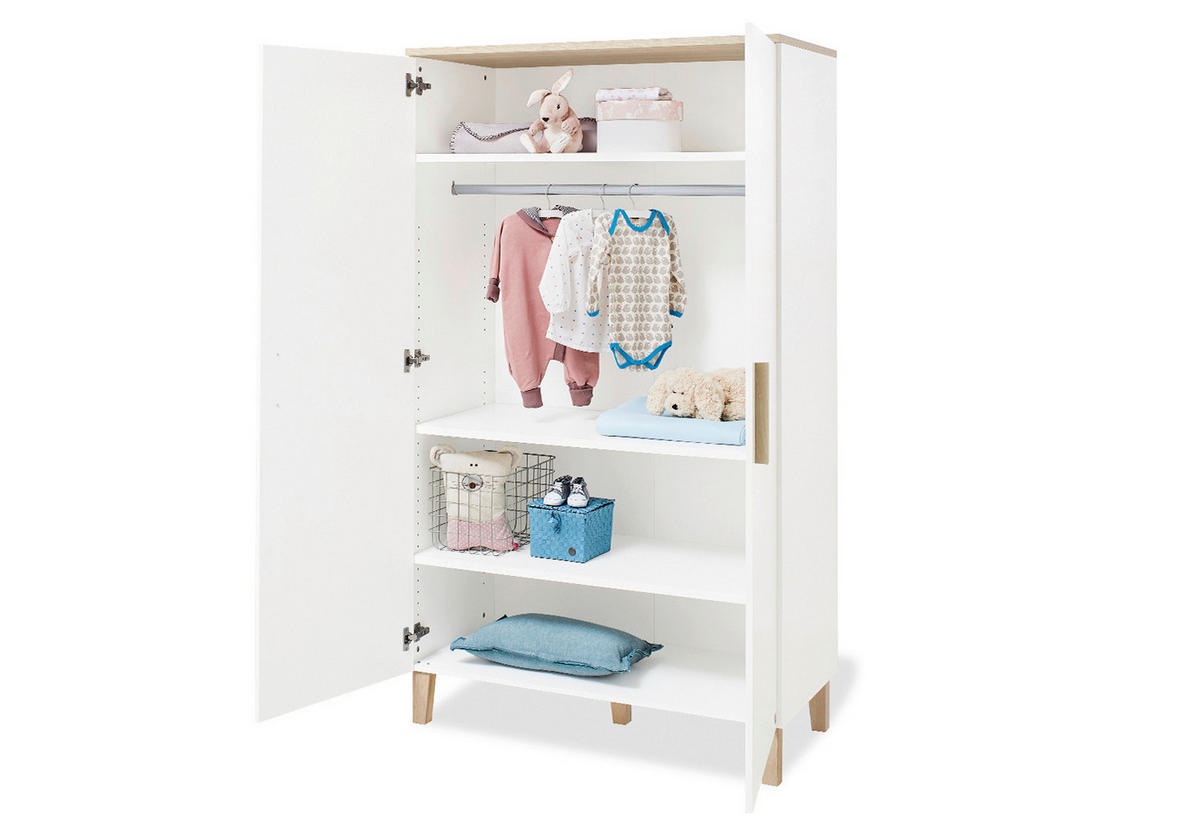 BABYZIMMER LUMI  - Eichefarben/Weiß, Design, Holzwerkstoff - Pinolino