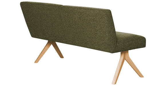 SITZBANK 160/85/69 cm Webstoff Grün Eiche vollmassiv  - Eichefarben/Grün, KONVENTIONELL, Holz/Textil (160/85/69cm) - Linea Natura