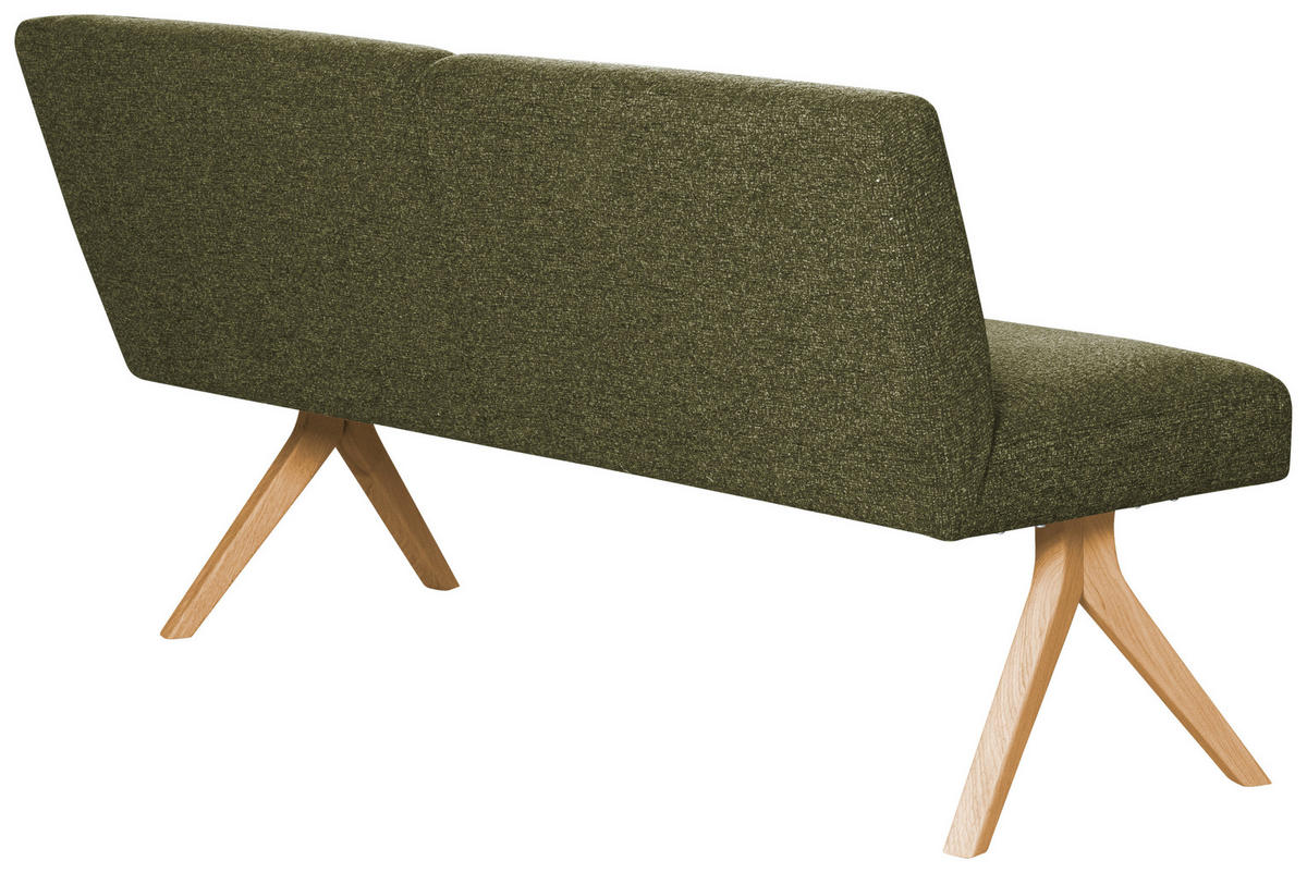SITZBANK 160/85/69 cm Webstoff Grün Eiche vollmassiv  - Eichefarben/Grün, KONVENTIONELL, Holz/Textil (160/85/69cm) - Linea Natura