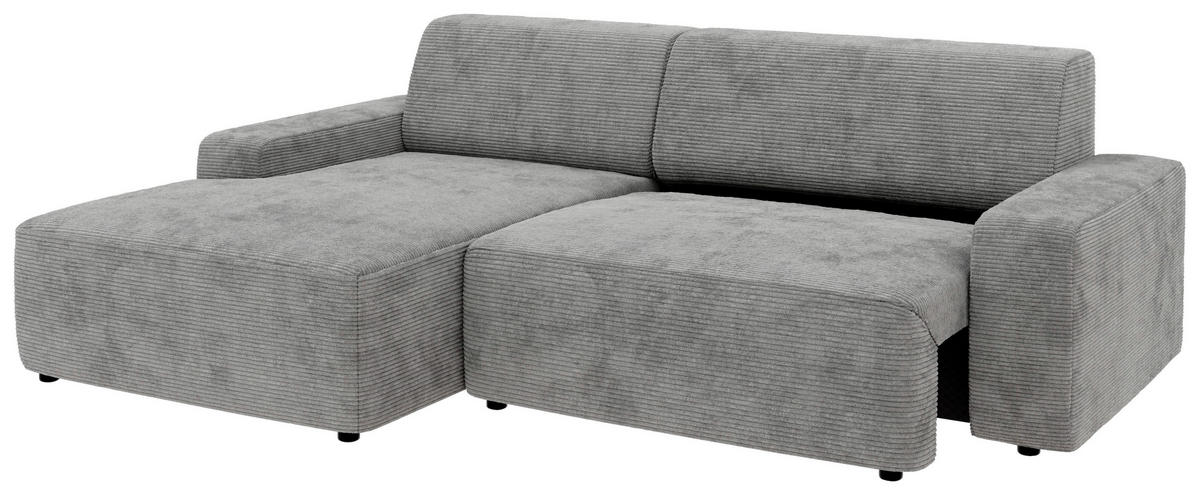 ECKSOFA in Cord Grau  - Schwarz/Grau, Modern, Kunststoff/Textil (162/246cm) - Trendmanufaktur