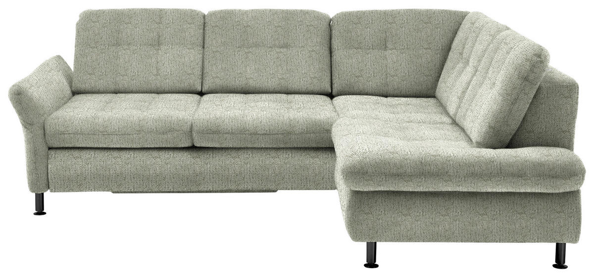 ECKSOFA in Webstoff Grün  242/210 cm  - Schwarz/Grün, KONVENTIONELL, Textil/Metall (242/210cm) - Beldomo Style