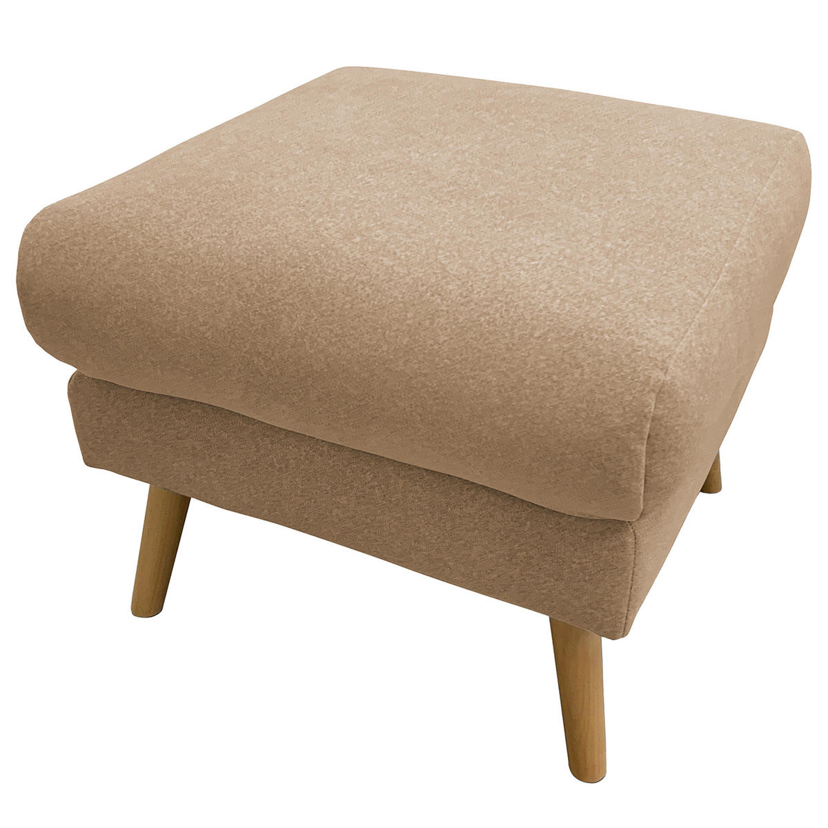 HOCKER in Textil Beige  - Beige/Buchefarben, Design, Holz/Textil (61/49/65cm) - Livetastic