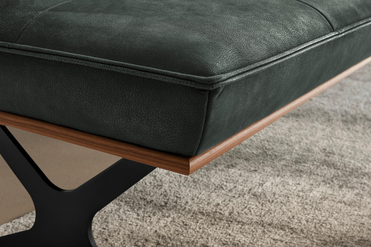 SITZBANK in Holz, Metall, Leder Schwarz, Dunkelgrün  - Dunkelgrün/Schwarz, Design, Leder/Holz (214/88/66cm) - Koinor