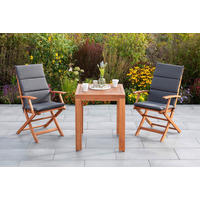 GARTENTISCHGRUPPE Eukalyptusholz Hartholz  - Eukalyptusholzfarben/Grau, KONVENTIONELL, Holz/Textil - Gardenson