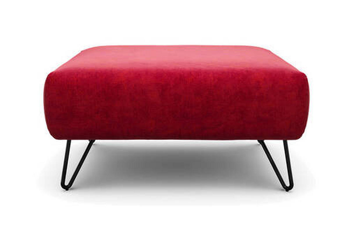 HOCKER in Textil Rot  - Rot/Schwarz, Design, Textil/Metall (90/70/46cm) - SENSOO