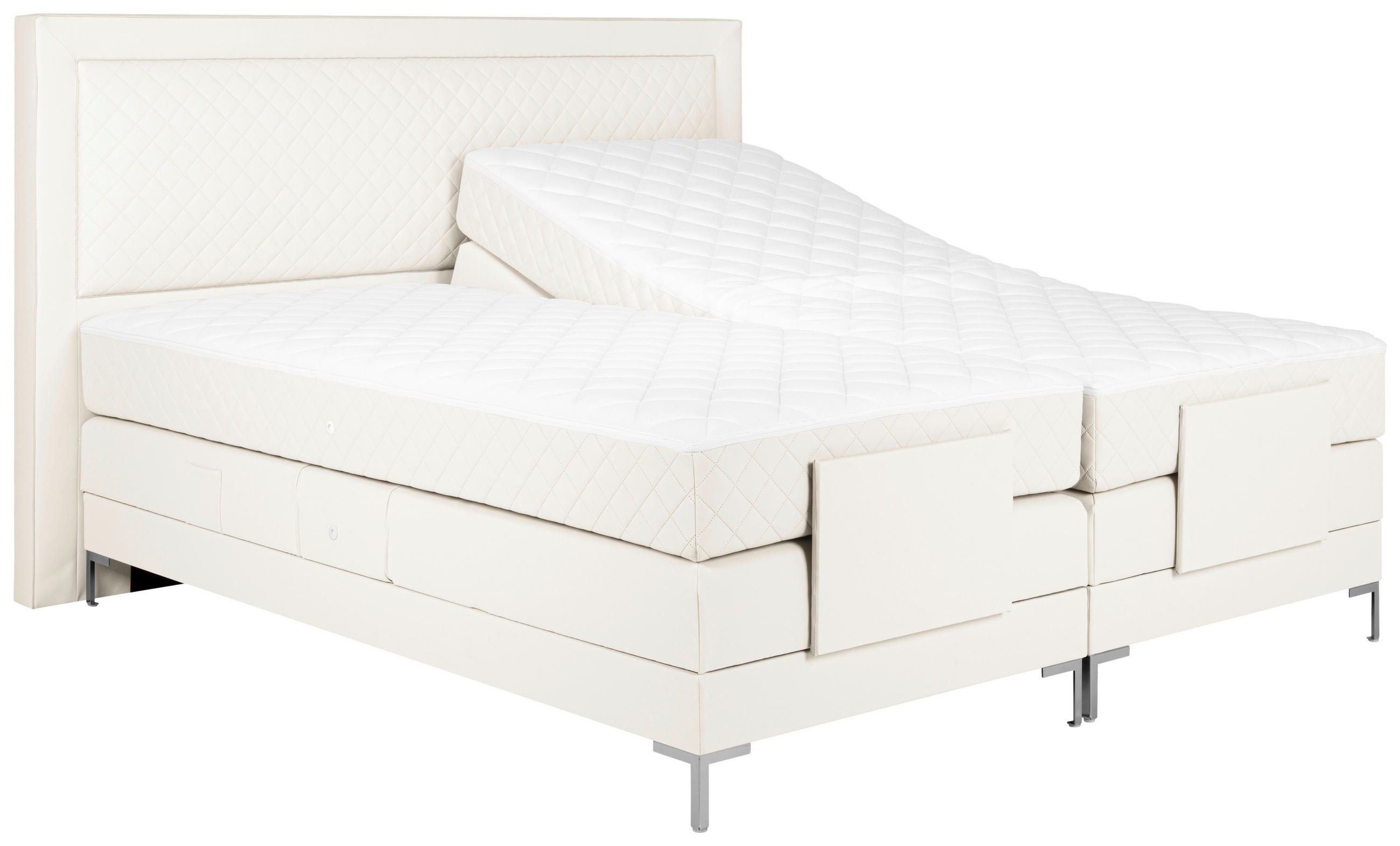BOXSPRINGBETT 180/200 cm  in Weiß  - Alufarben/Weiß, Design, Textil/Metall (180/200cm) - Welnova