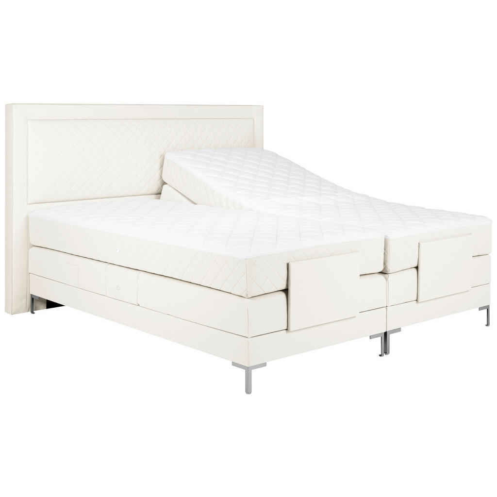 Thumbnail - Welnova Boxspringbett, Weiß, Textil, H3, 7-Zonen, Höhe ca. 21 cm, 180x200 cm, gepolstertes Kopfteil, in verschiedenen Gr...