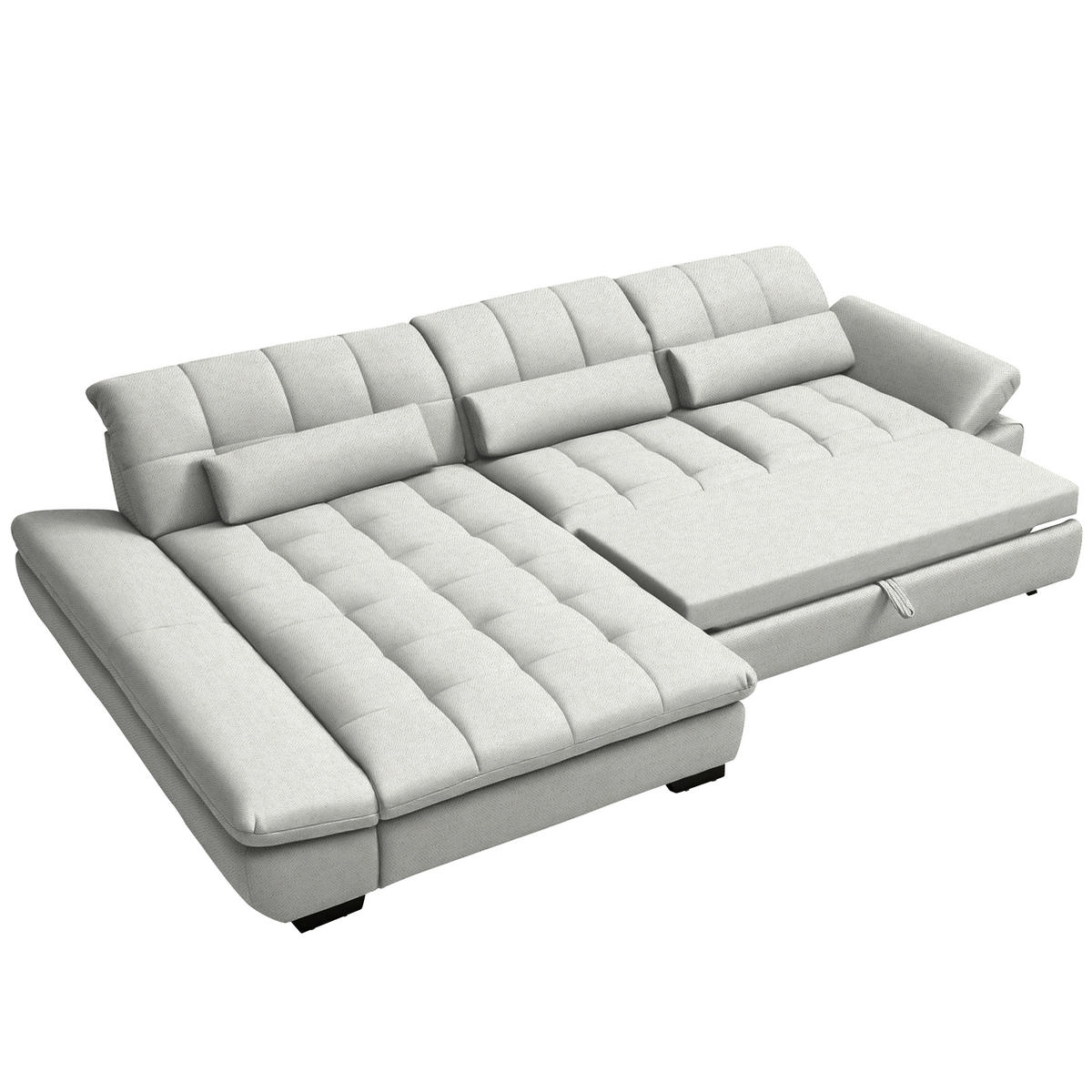 ECKSOFA  in Flachgewebe Weiß  204/341 cm  - Schwarz/Weiß, Design, Textil/Metall (204/341cm) - Xora