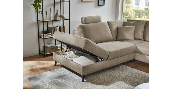 ECKSOFA Dieter Knoll Beigebraun Mikrofaser  - Beigebraun/Schwarz, Design, Textil/Metall (238/269cm) - Dieter Knoll