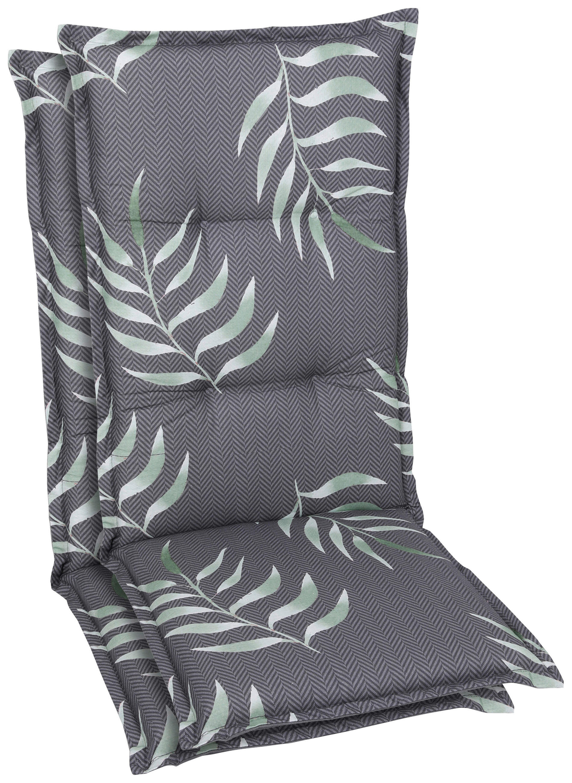 SESSELAUFLAGENSET Blätter  - Anthrazit, Basics, Textil (50/7/120cm)