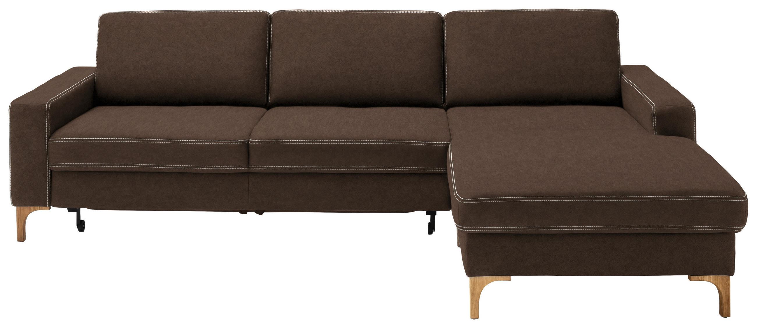 ECKSOFA in Mikrofaser Braun  - Eichefarben/Beige, Design, Holz/Textil (278/185cm) - Pure Home Lifestyle