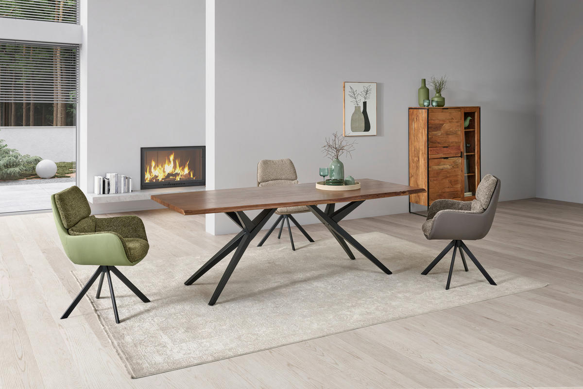 STOL ZA BLAGOVAONICU  crna, boje oraha  drvo, metal      - boje oraha/crna, Moderno, drvo/metal (220/100/76cm) - P & B