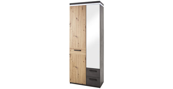 GARDEROBENSCHRANK 75/201/38 cm  - Eichefarben/Anthrazit, Design, Glas/Holz (75/201/38cm) - Voleo