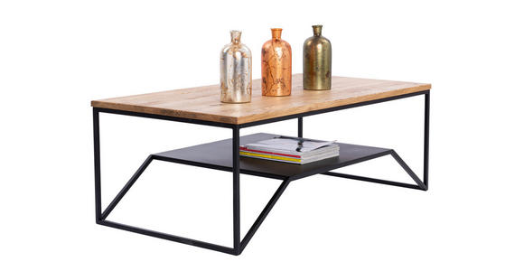 COUCHTISCH in Holz, Metall 110/60/40 cm - Eichefarben/Schwarz, Natur, Holz/Metall (110/60/40cm) - Novel