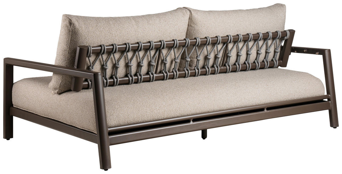 2-SITZER-BANK 207/92/75 cm  in Braun, Creme  - Creme/Braun, MODERN, Textil/Metall (207/92/75cm) - Tierra Outdoor