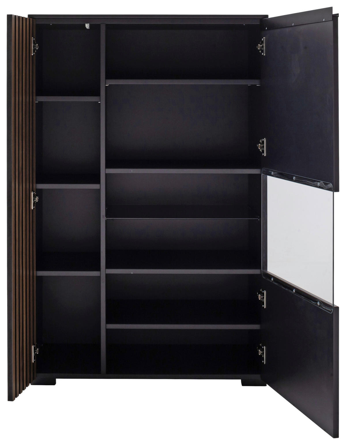 HIGHBOARD Anthrazit, Nussbaumfarben  87/136/45 cm  - Anthrazit/Nussbaumfarben, Design, Glas/Holz (87/136/45cm) - Moderano