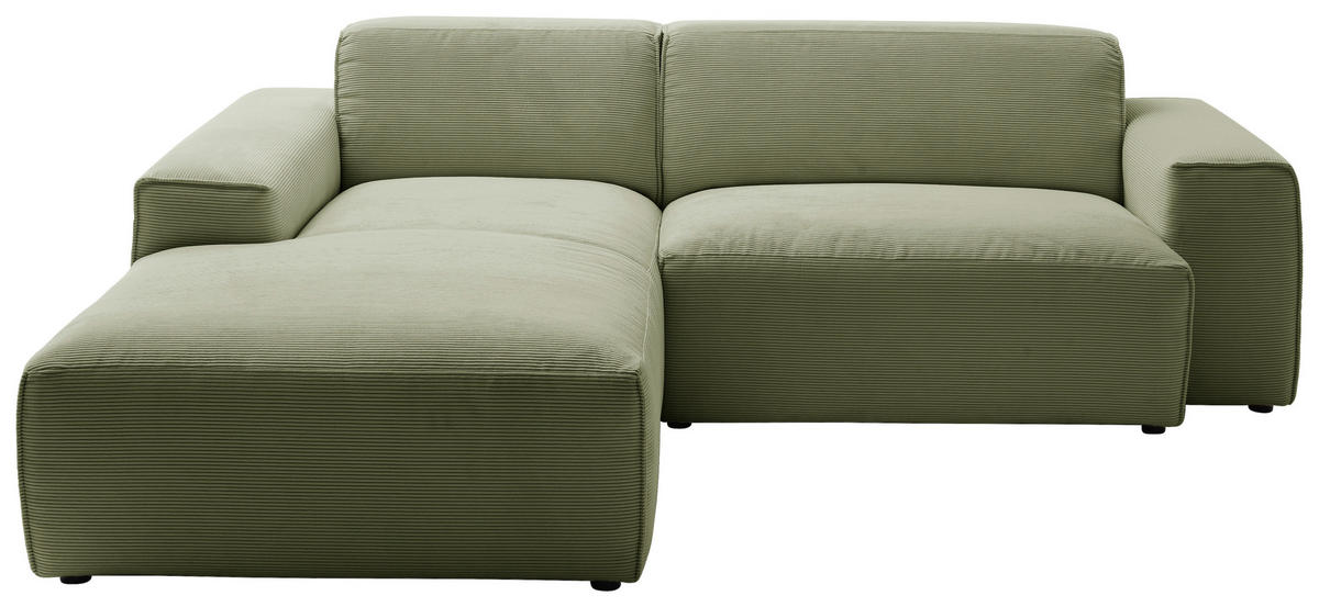 ECKSOFA Hellgrün Cord  - Schwarz/Hellgrün, Design, Kunststoff/Textil (189/230cm) - Pure Home Lifestyle