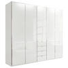 RUHÁSSZEKRÉNY fehér  - krómszínű/fehér, Konventionell, faalapú anyag/Üveg (250/216/58cm) - Novel