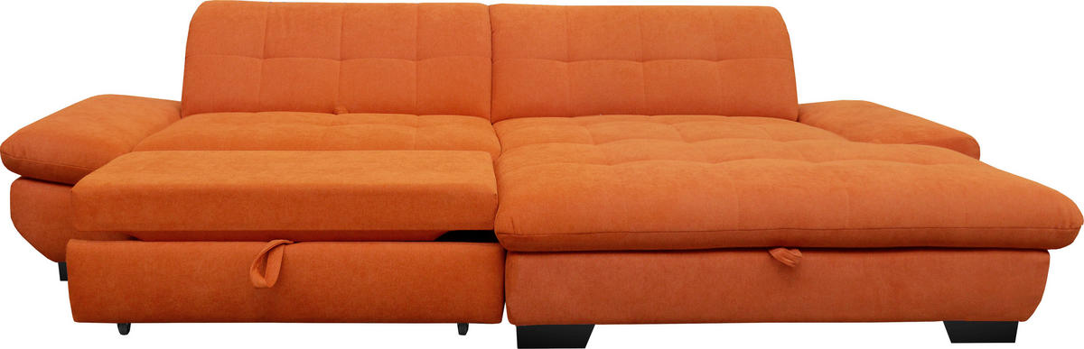 ECKSOFA in Mikrofaser Orange  - Schwarz/Orange, Design, Textil/Metall (290/198cm) - Xora