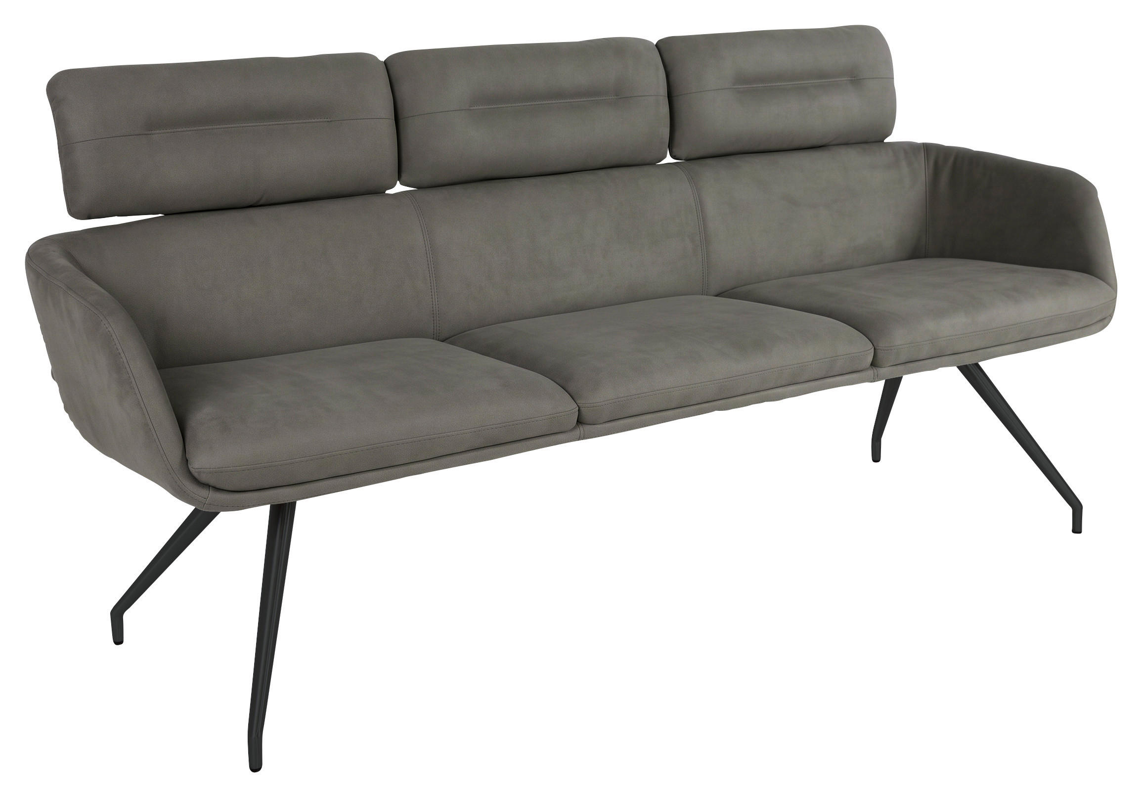 SITZBANK 200/92,5/67 cm Echtleder Schwarz, Dunkelgrau  - Dunkelgrau/Schwarz, Design, Leder/Metall (200/92,5/67cm) - Dieter Knoll