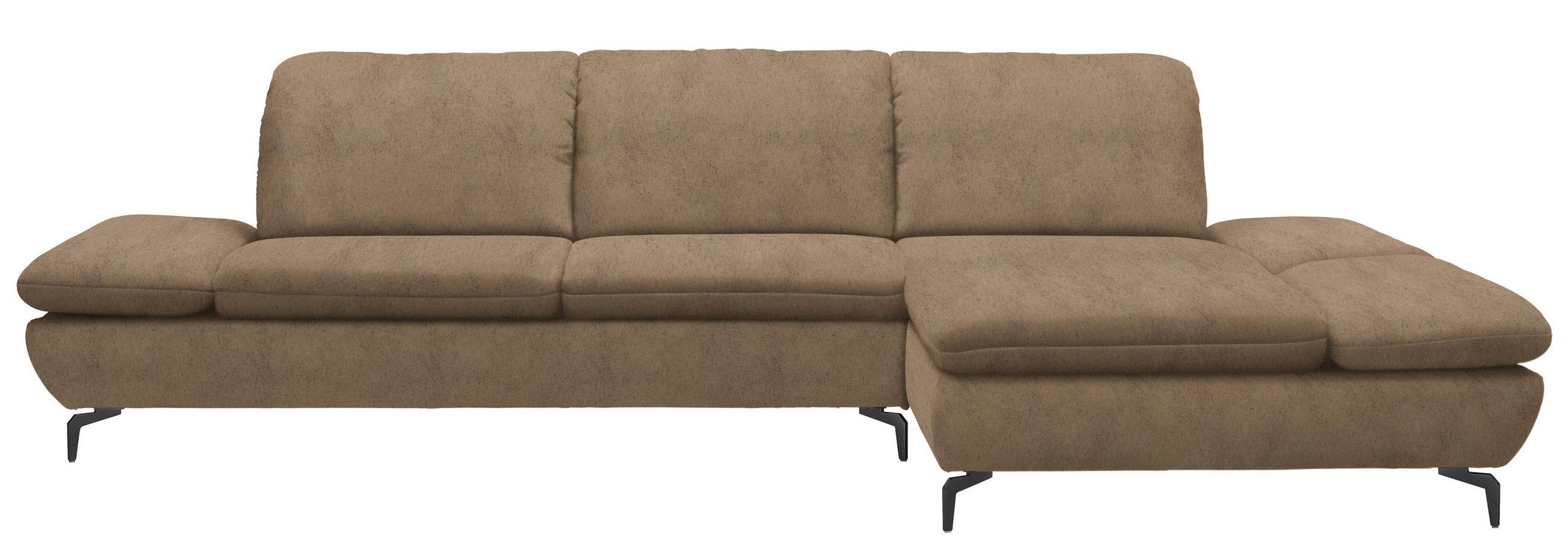 ECKSOFA in Flachgewebe Olivgrün  - Schwarz/Olivgrün, Design, Textil/Metall (315/200cm) - Chilliano