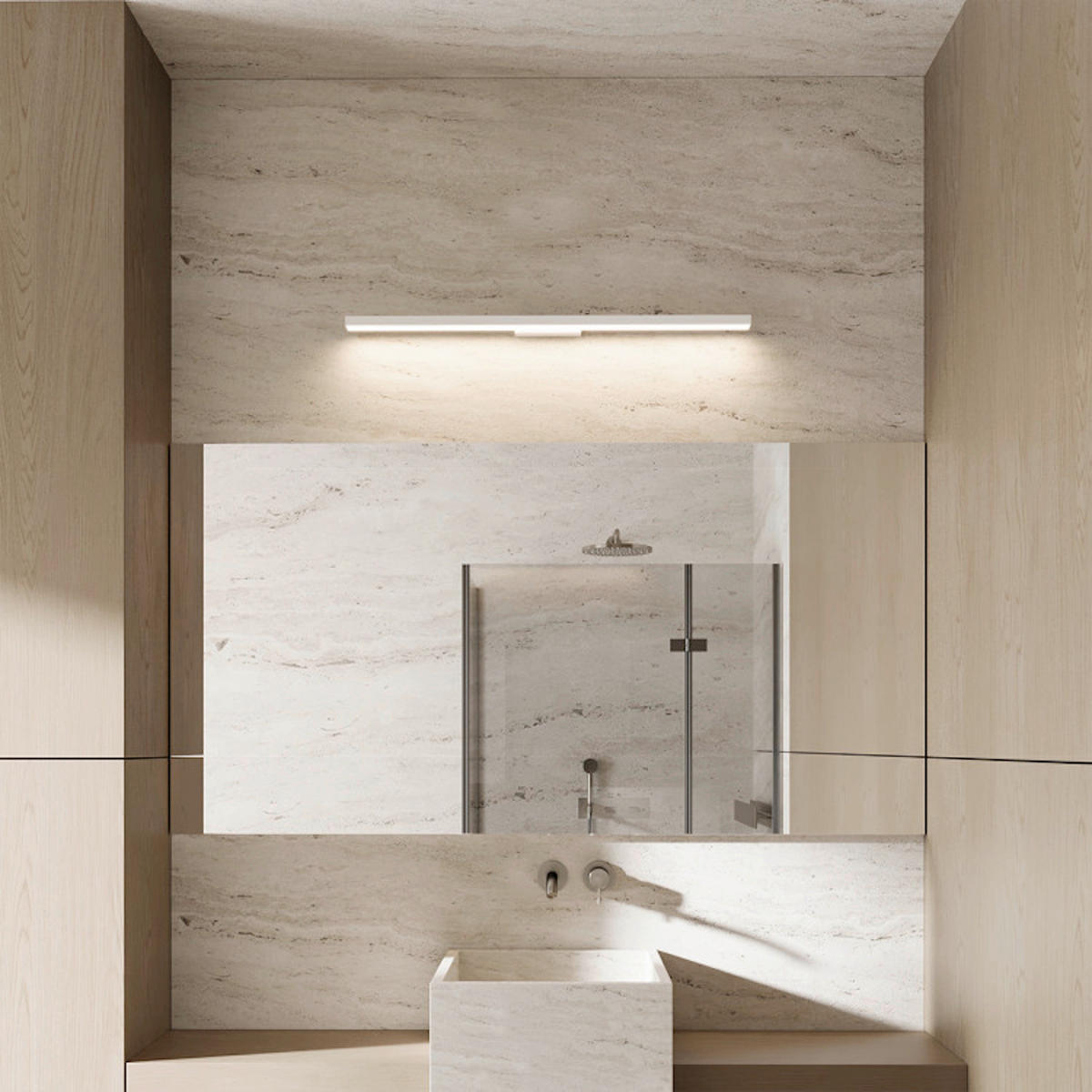BADEZIMMER-WANDLEUCHTE Aqua  3/66.5/7 cm  - Weiß, Design, Metall (3/66.5/7cm)