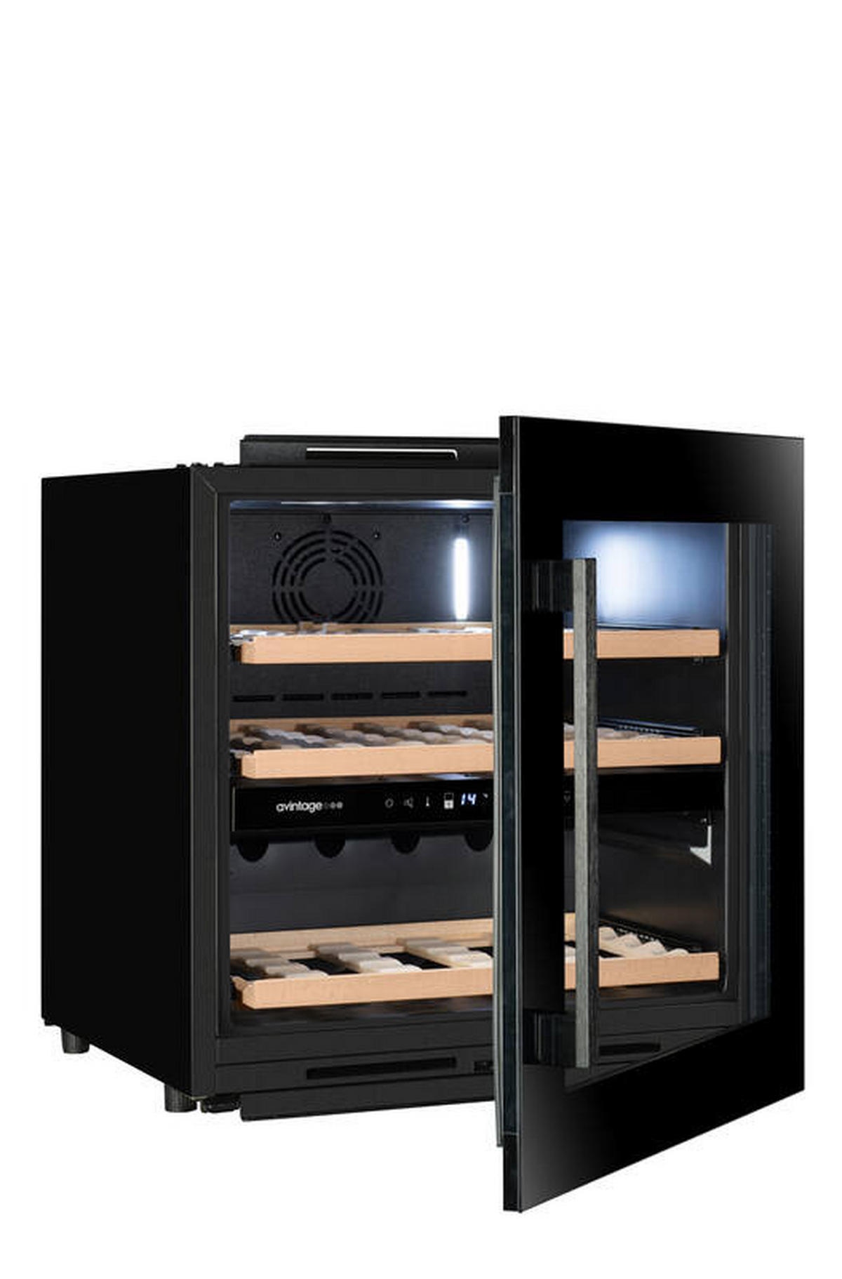 WEINKÜHLSCHRANK AVI60F2FV  - Schwarz, Basics, Glas/Holz (58,9/54,8/59,5cm)