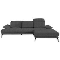ECKSOFA in Webstoff Anthrazit  - Anthrazit/Schwarz, Design, Textil/Metall (289/180cm) - Stylife