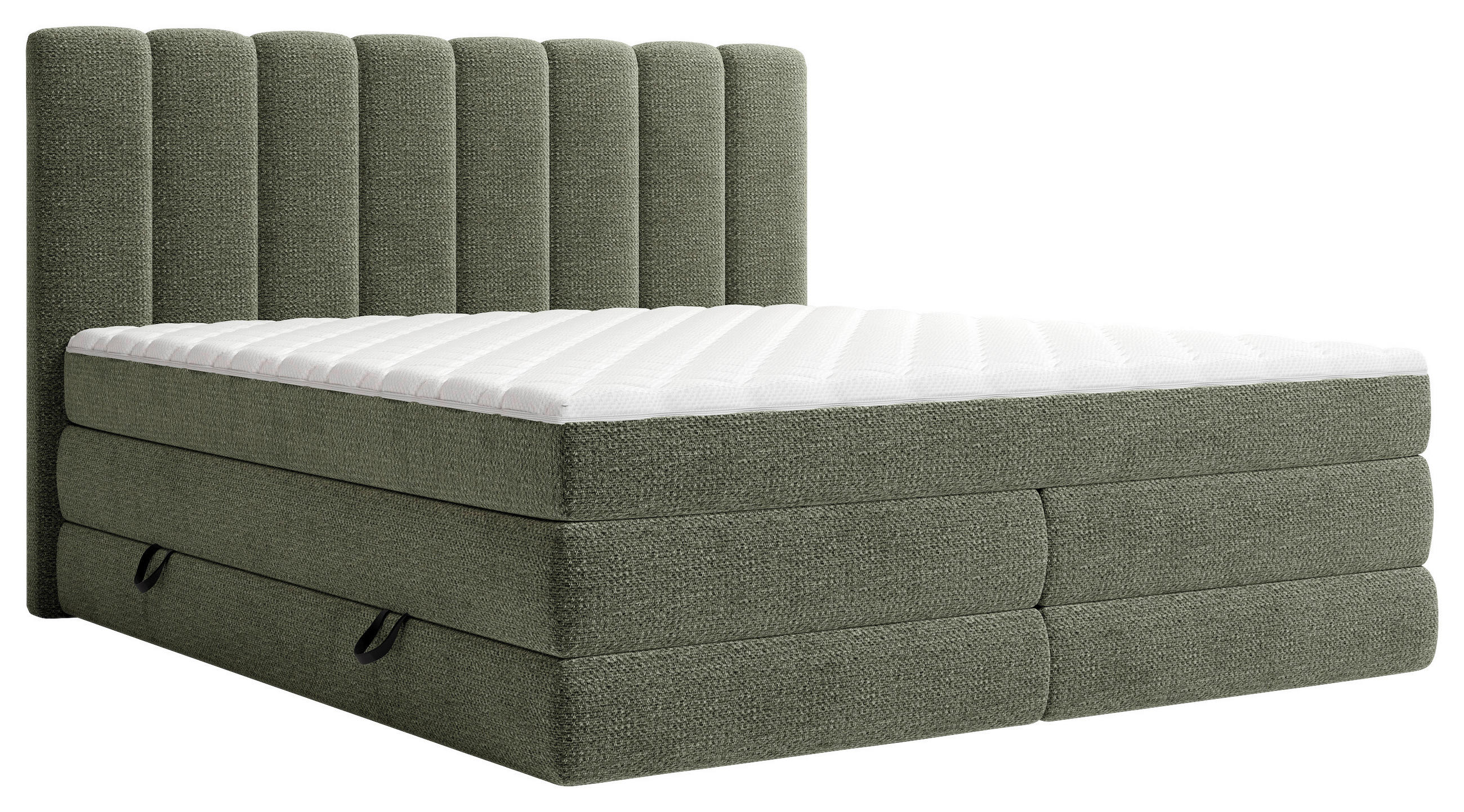 BOXSPRINGBETT 140/200 cm,  in Dunkelgrün, Bettkasten, Matratzen, H2 + H3 = mittel + fest  - Dunkelgrün/Schwarz, KONVENTIONELL, Kunststoff/Textil (140/200cm) - Carryhome