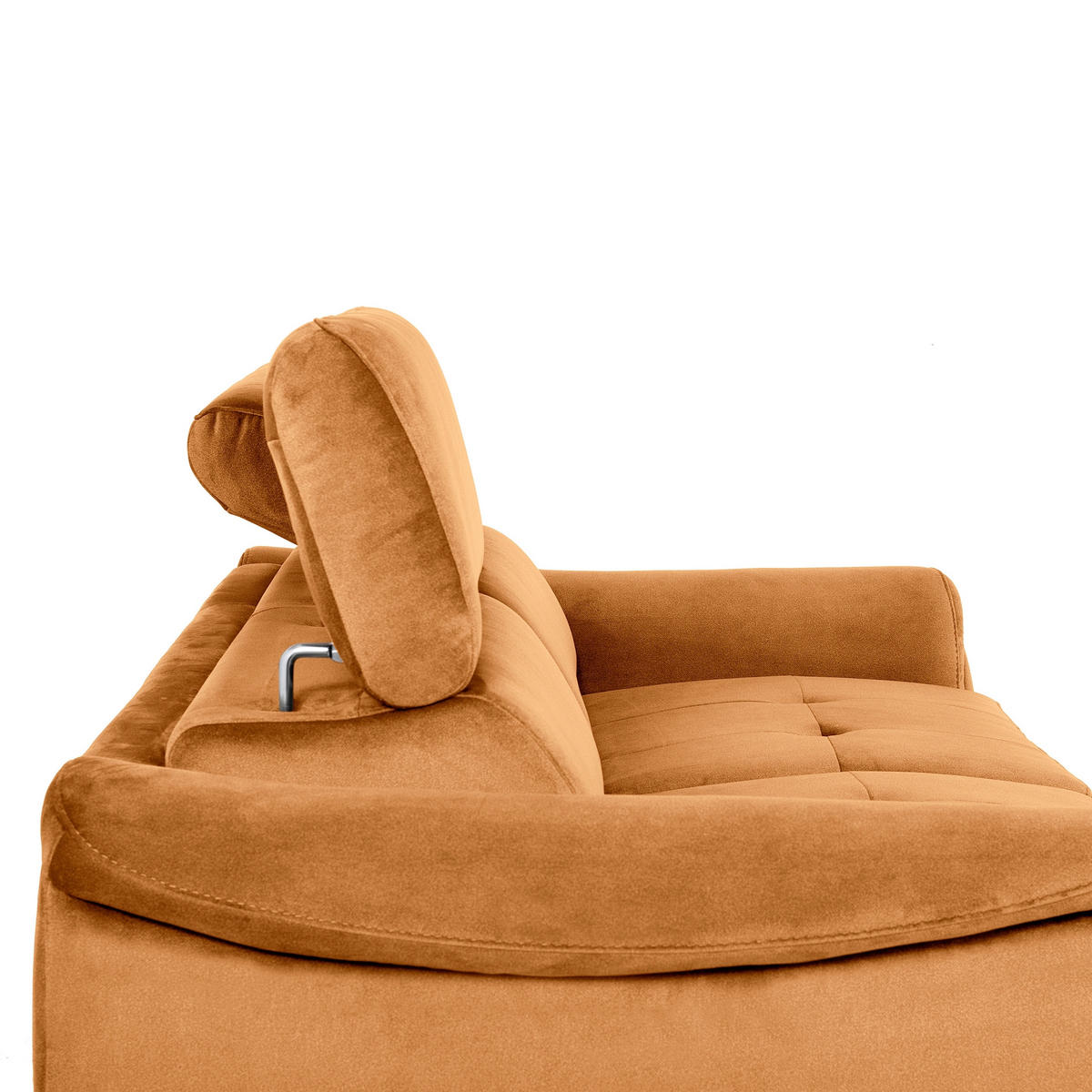 SCHLAFSOFA Samt Cognac  - Chromfarben/Cognac, Design, Textil/Metall (203/77-98/103cm) - MID.YOU