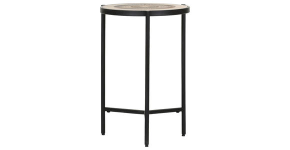 BEISTELLTISCH 40/40/59 cm Mangoholz massiv Naturfarben, Schwarz rund  - Schwarz/Naturfarben, Design, Holz/Metall (40/40/59cm) - Landscape