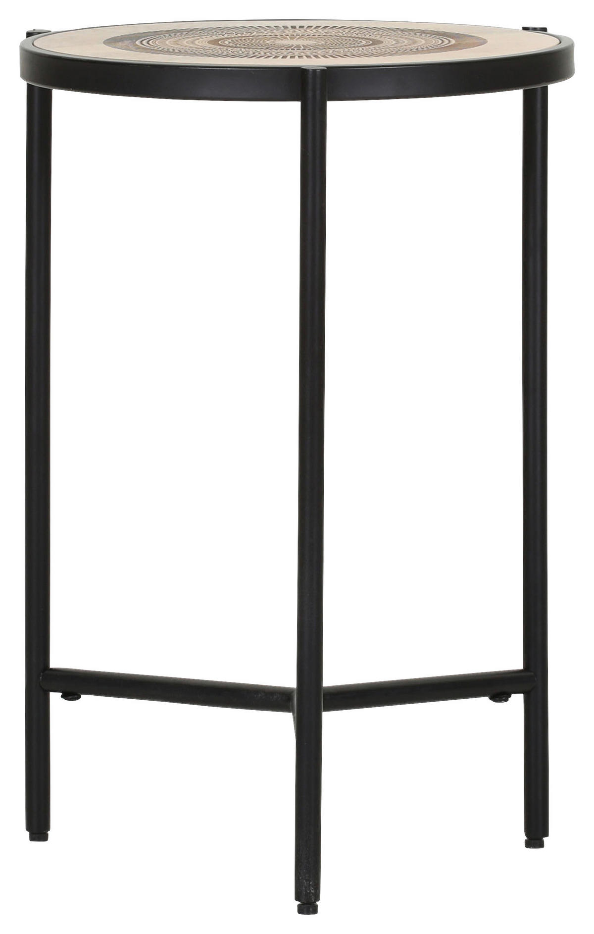 BEISTELLTISCH 40/40/59 cm Mangoholz massiv Naturfarben, Schwarz rund  - Schwarz/Naturfarben, Design, Holz/Metall (40/40/59cm) - Landscape