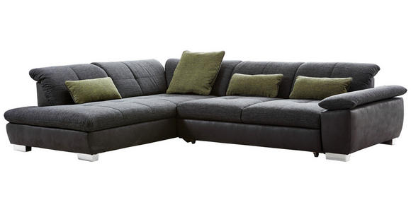 ECKSOFA Dunkelgrau Chenille - Chromfarben/Dunkelgrau, Design, Textil (242/313cm) - Xora