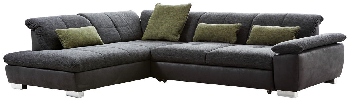 ECKSOFA Dunkelgrau Chenille  - Chromfarben/Dunkelgrau, Design, Textil (242/313cm) - Xora