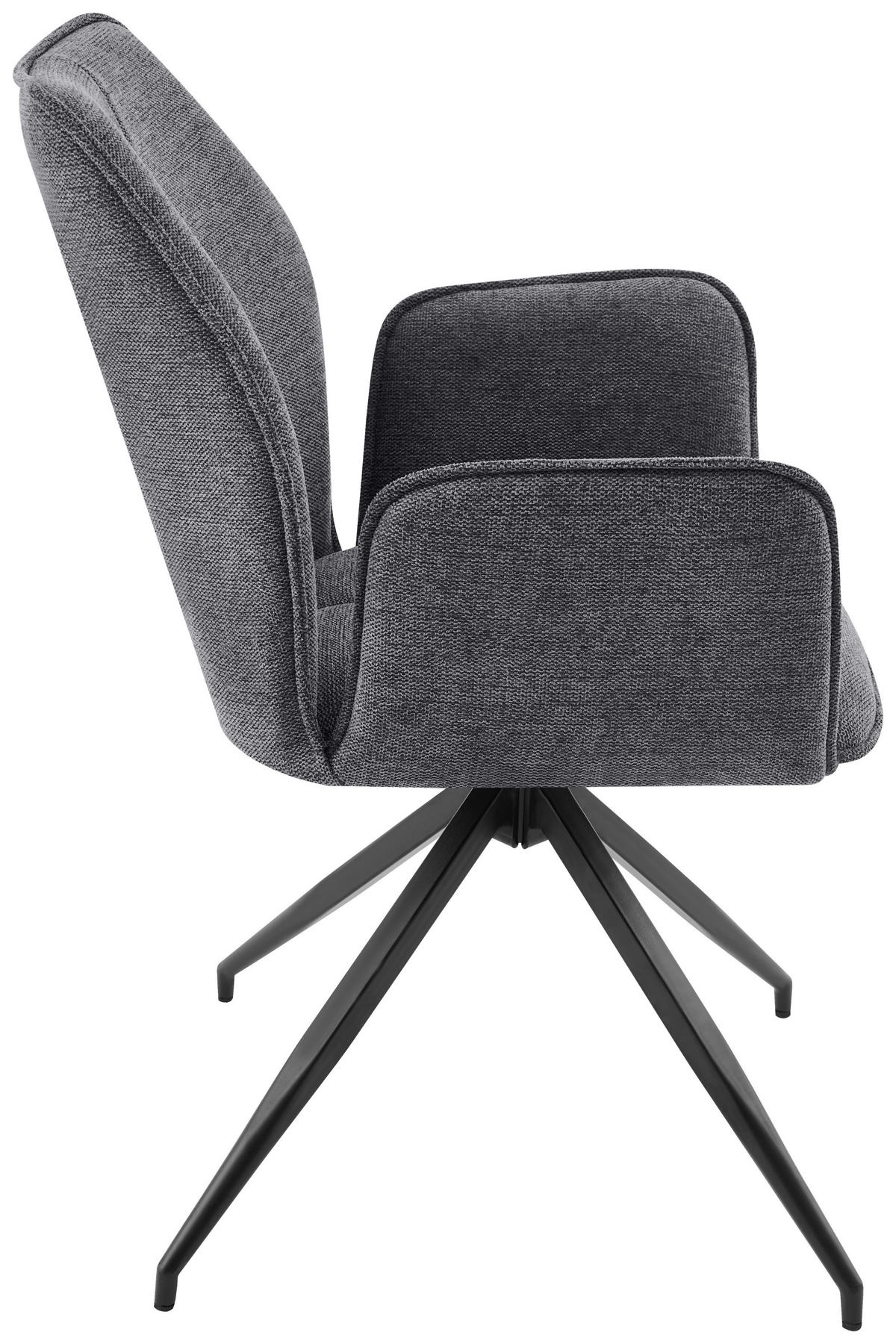 ARMLEHNSTUHL  in Eisen Webstoff  - Dunkelgrau/Schwarz, Design, Textil/Metall (56/89/62cm) - Carryhome