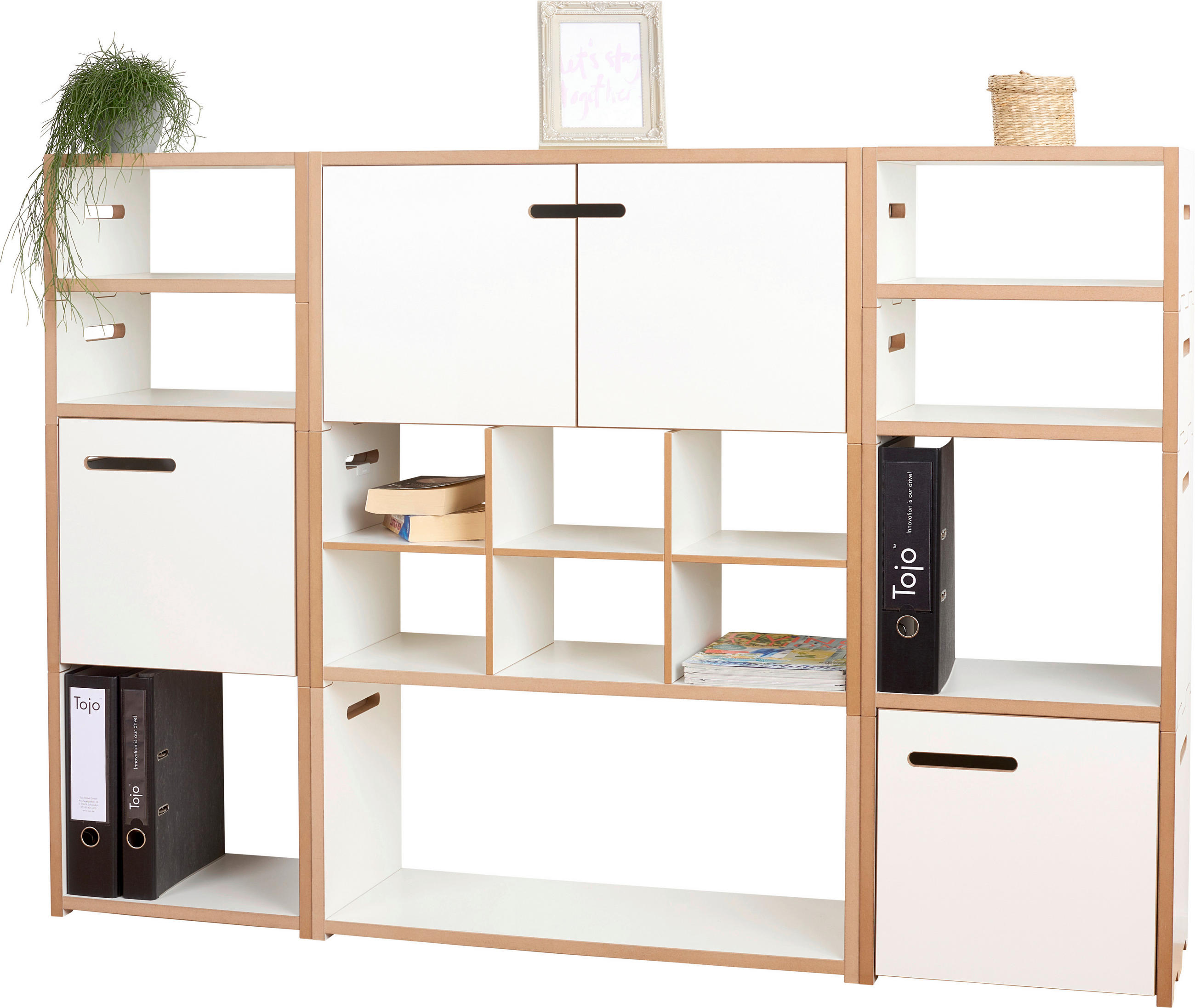 REGAL Weiß, Buchefarben  - Buchefarben/Weiß, MODERN, Holzwerkstoff (156/108,7/32cm) - Tojo