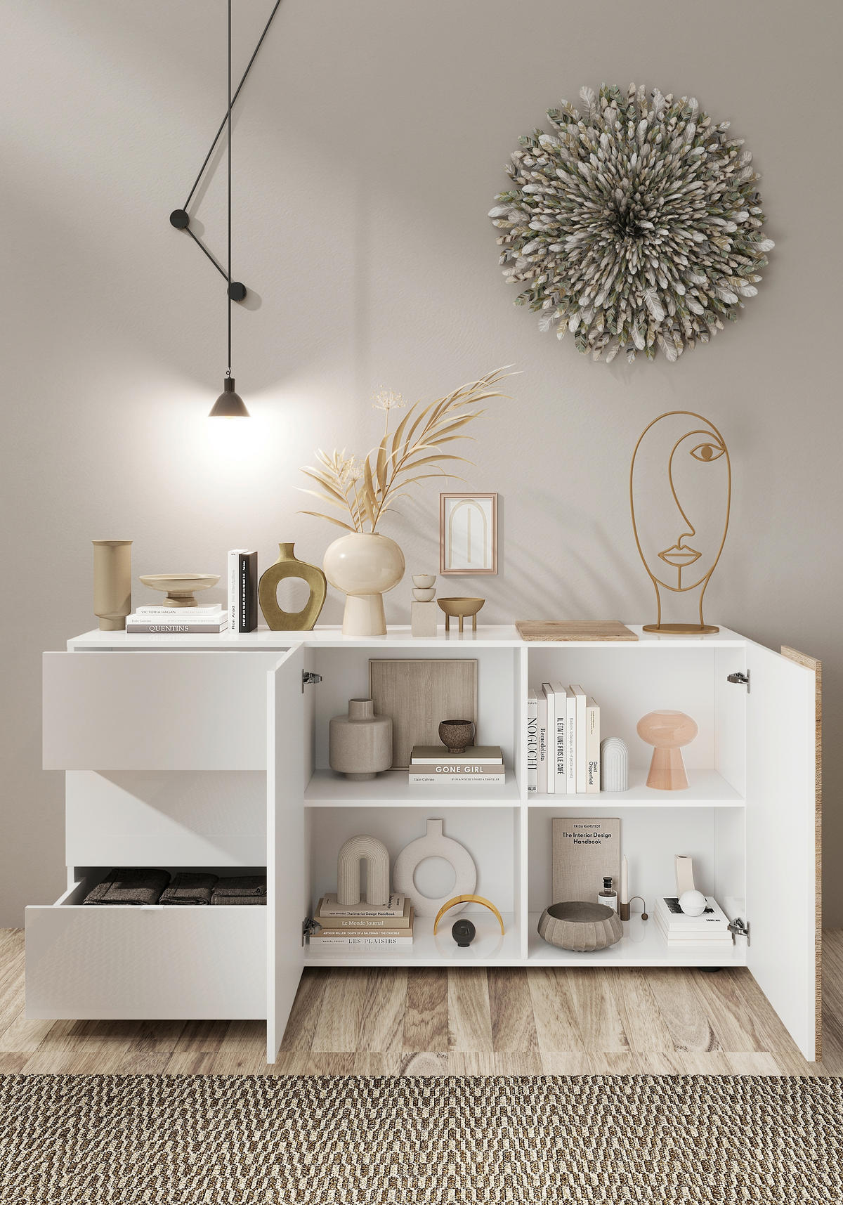 SIDEBOARD  181/86/44 cm 3 Schublade(n)  - Weiss Hochglanz/Weiss, Design, Holzwerkstoff/Kunststoff (181/86/44cm) - MID.YOU