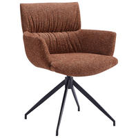 STOL MED ARMSTÖD  tygutbud, 360° vridbar sits, automatisk funktion för återfjädring linneimitation  rostfärgad  - svart/rostfärgad, Design, metall/textil (64/86/63cm) - Dieter Knoll