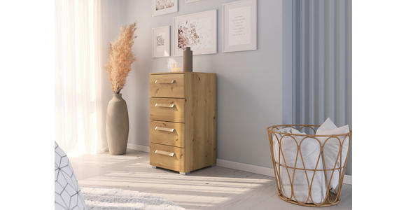 KOMMODE  in 40/81/42 cm  - Eichefarben/Silberfarben, Design, Holzwerkstoff/Kunststoff (40/81/42cm) - Novel