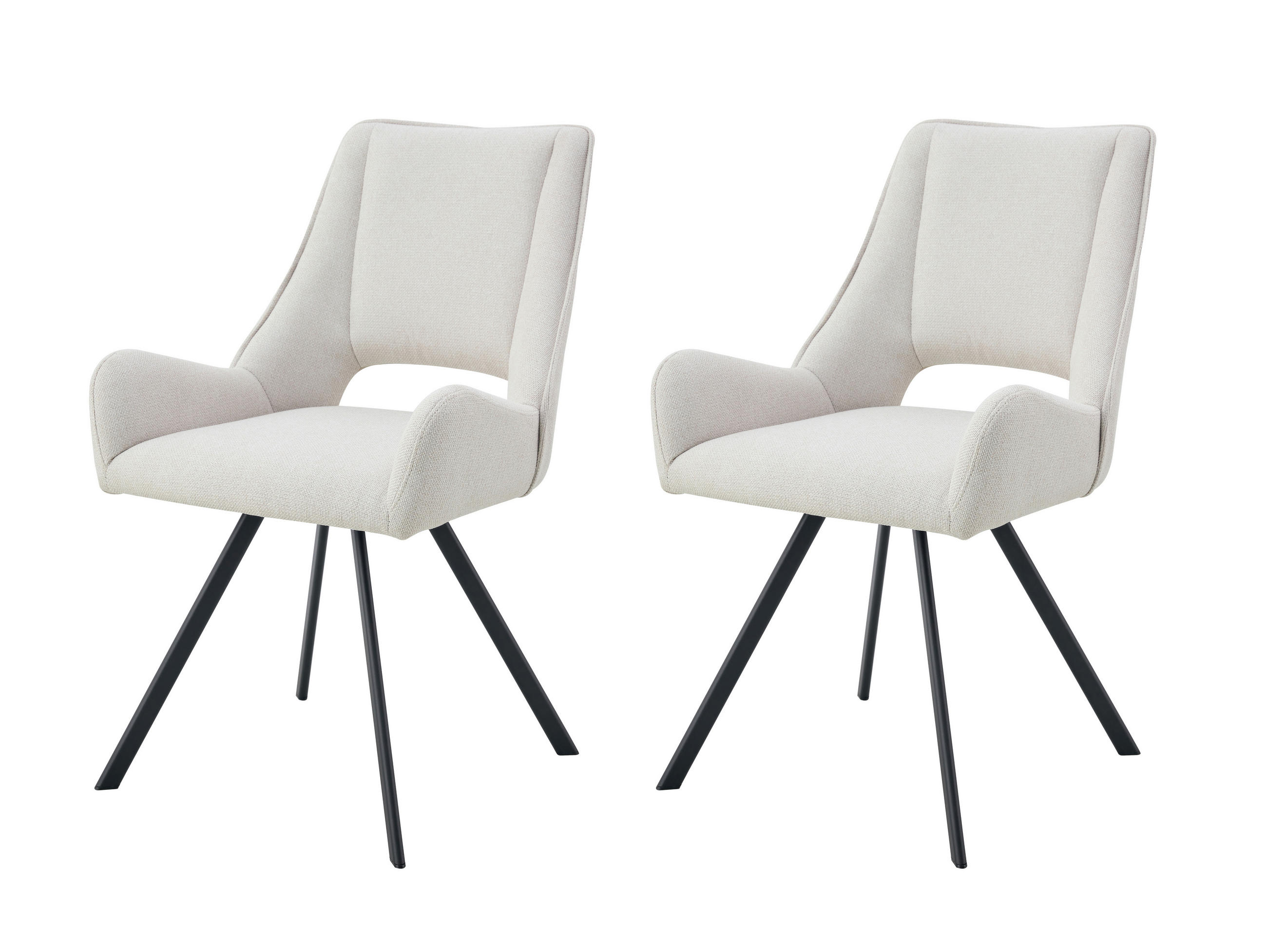 STUHL-SET 2 Stück  in Webstoff  - Creme/Schwarz, MODERN, Textil/Metall (56/91/63cm) - MID.YOU