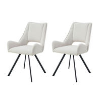 STUHL-SET 2 Stück  in Webstoff  - Creme/Schwarz, MODERN, Textil/Metall (56/91/63cm) - MID.YOU