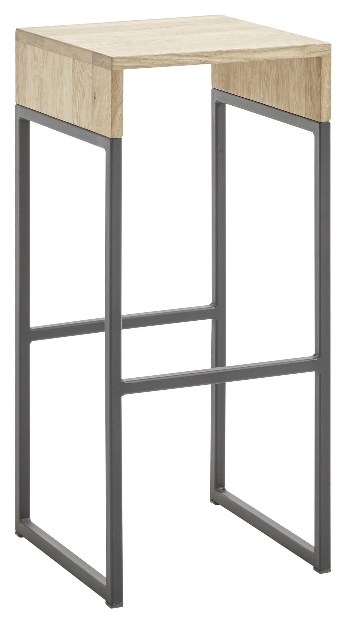 Barhocker in Holz, Metall Schwarz, Eichefarben