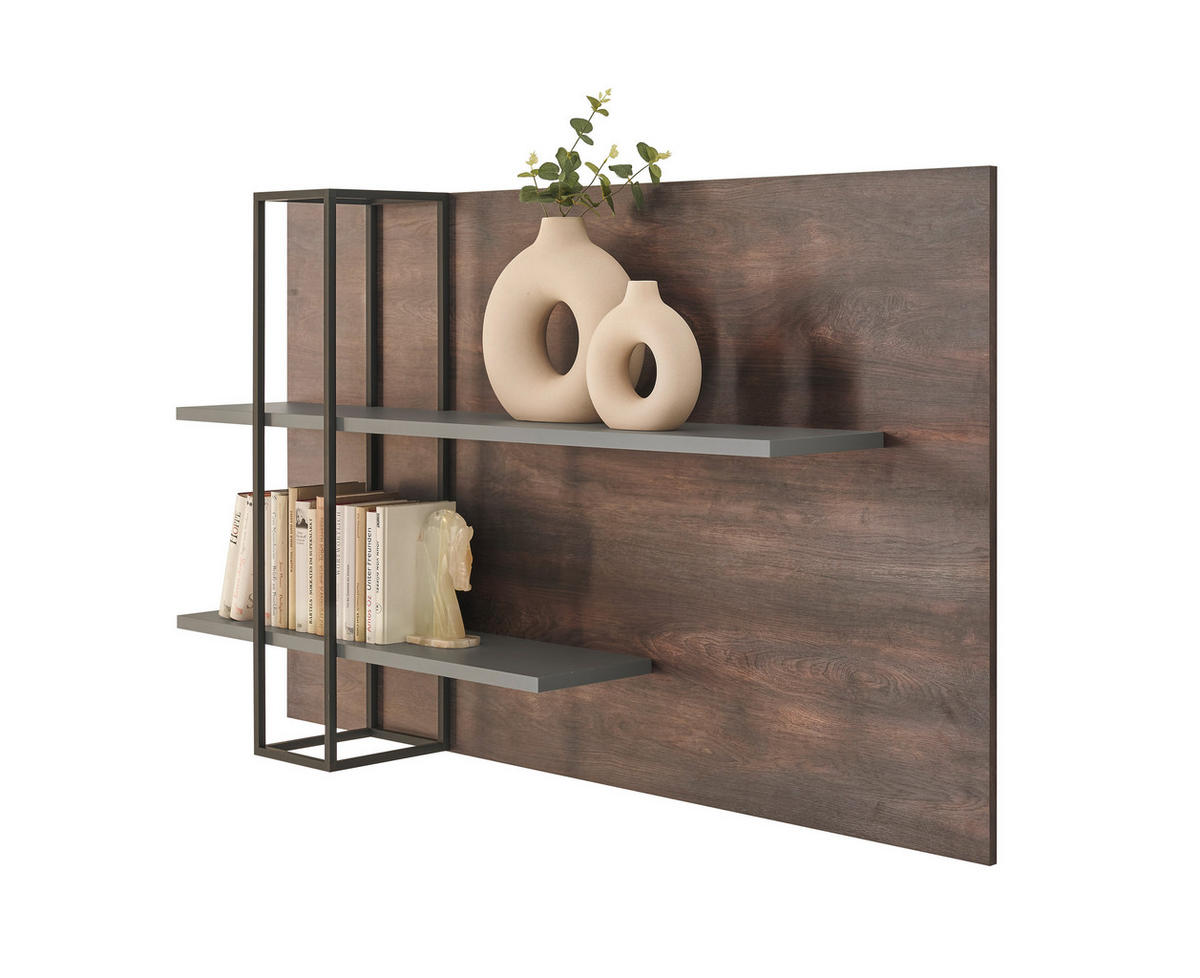 WANDREGAL Anthrazit, Eichefarben  - Eichefarben/Anthrazit, Design, Holzwerkstoff (152/90/26cm) - MID.YOU