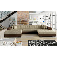 WOHNLANDSCHAFT in Webstoff Hellbraun, Rotbraun  - Chromfarben/Hellbraun, Design, Kunststoff/Textil (165/359/165cm) - MID.YOU