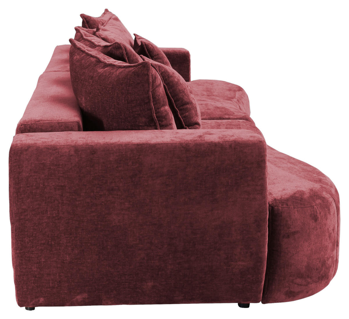 BOXSPRINGSOFA Velours Bordeaux  - Bordeaux/Schwarz, Trend, Kunststoff/Textil (292/71-99/127cm) - Livetastic
