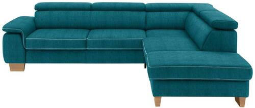 ECKSOFA in Mikrofaser Petrol  273/226 cm  - Eichefarben/Beige, Natur, Holz/Textil (273/226cm) - Beldomo System